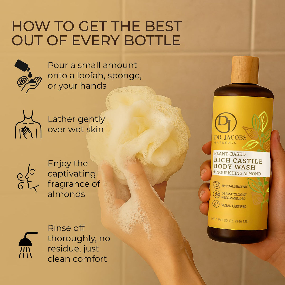 Coconut and olive oil base provides gentle cleansing.