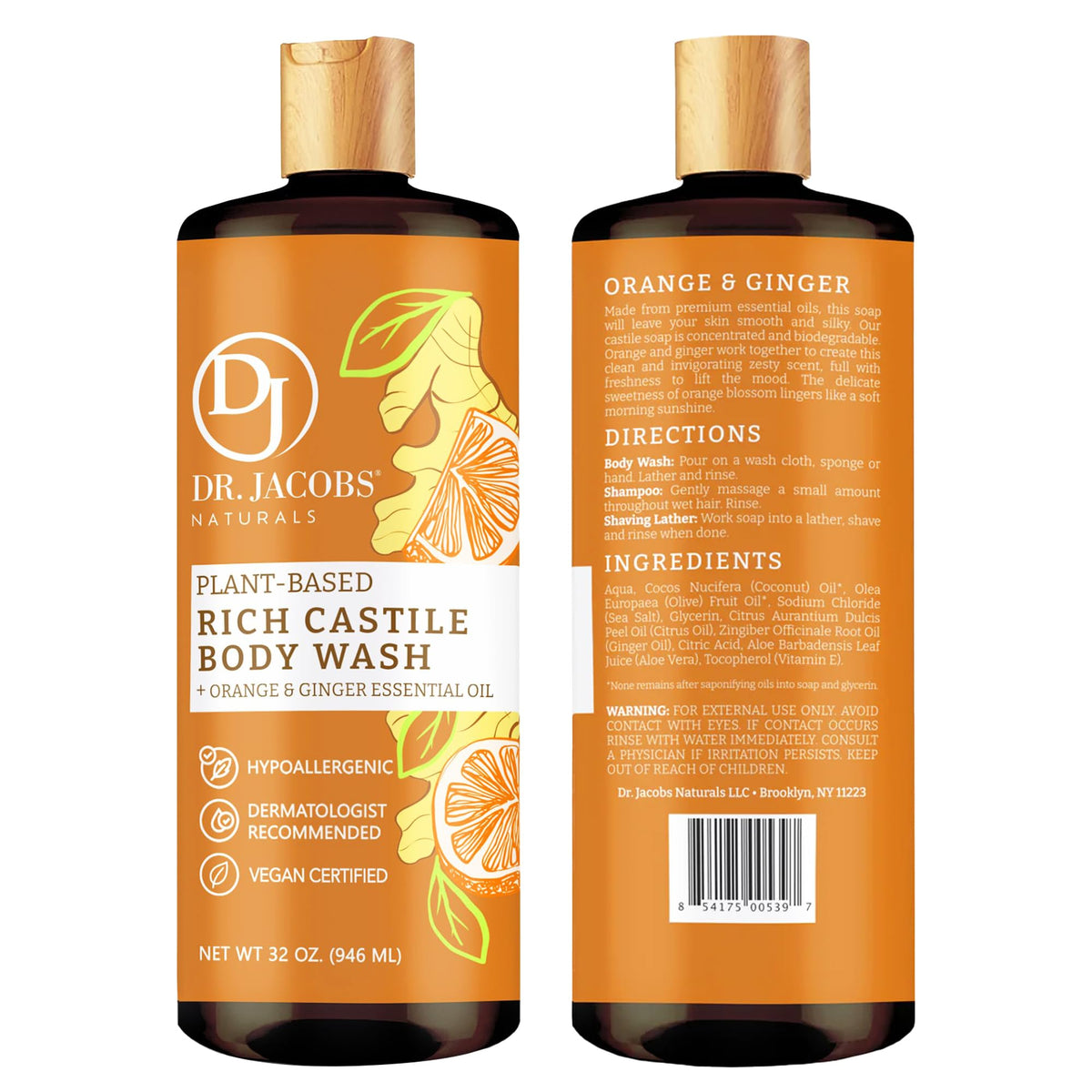 DR.JACOBS NATURALS plant-based castile soap liquid showcases gentle cleansing for daily use.