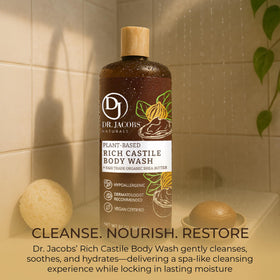 Dr. Jacobs Naturals body wash ready for a refreshing morning shower.