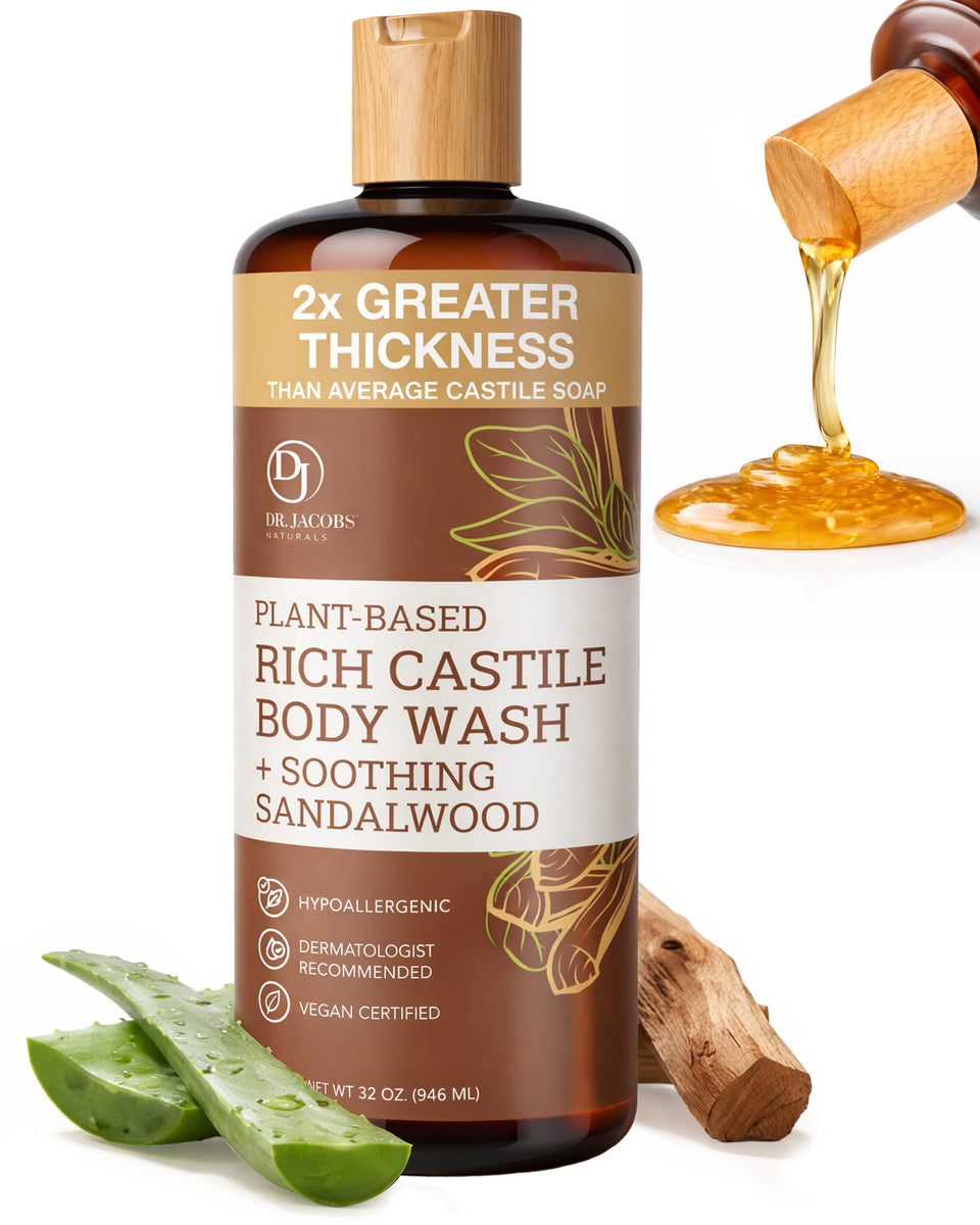 Dr. Jacobs Naturals sandalwood bottle pour for silky, hydrated skin