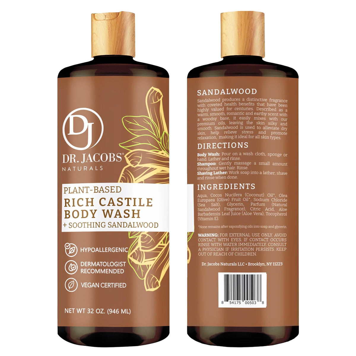 Dr. Jacobs Naturals sandalwood lather delivers rich cleansing