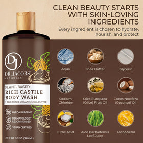 Dr. Jacobs Naturals Vitamin E and Aloe Vera emphasize skin hydration and nourishment.