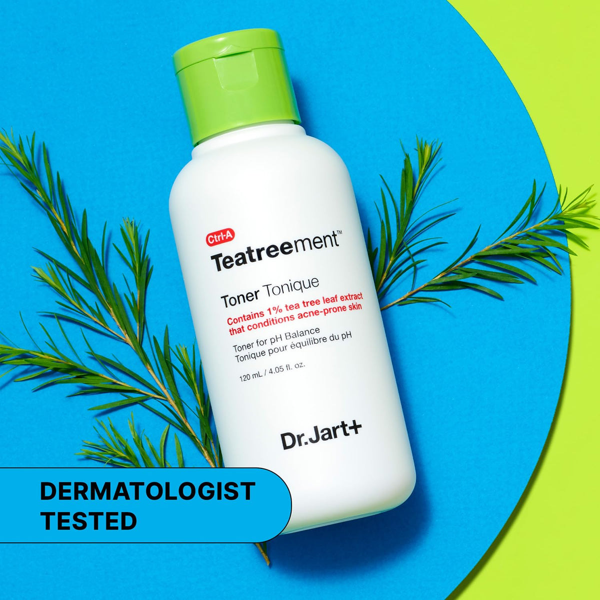 Dr.Jart+ Teatreement toner label close-up dermatologist tested formula