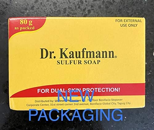 Dr. Kauffman Medicated Sulfur Soap packaging, four bars ready for travel