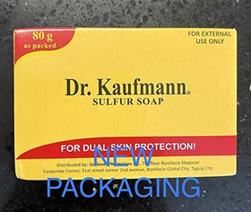 Dr. Kauffman Medicated Sulfur Soap packaging, four bars ready for travel