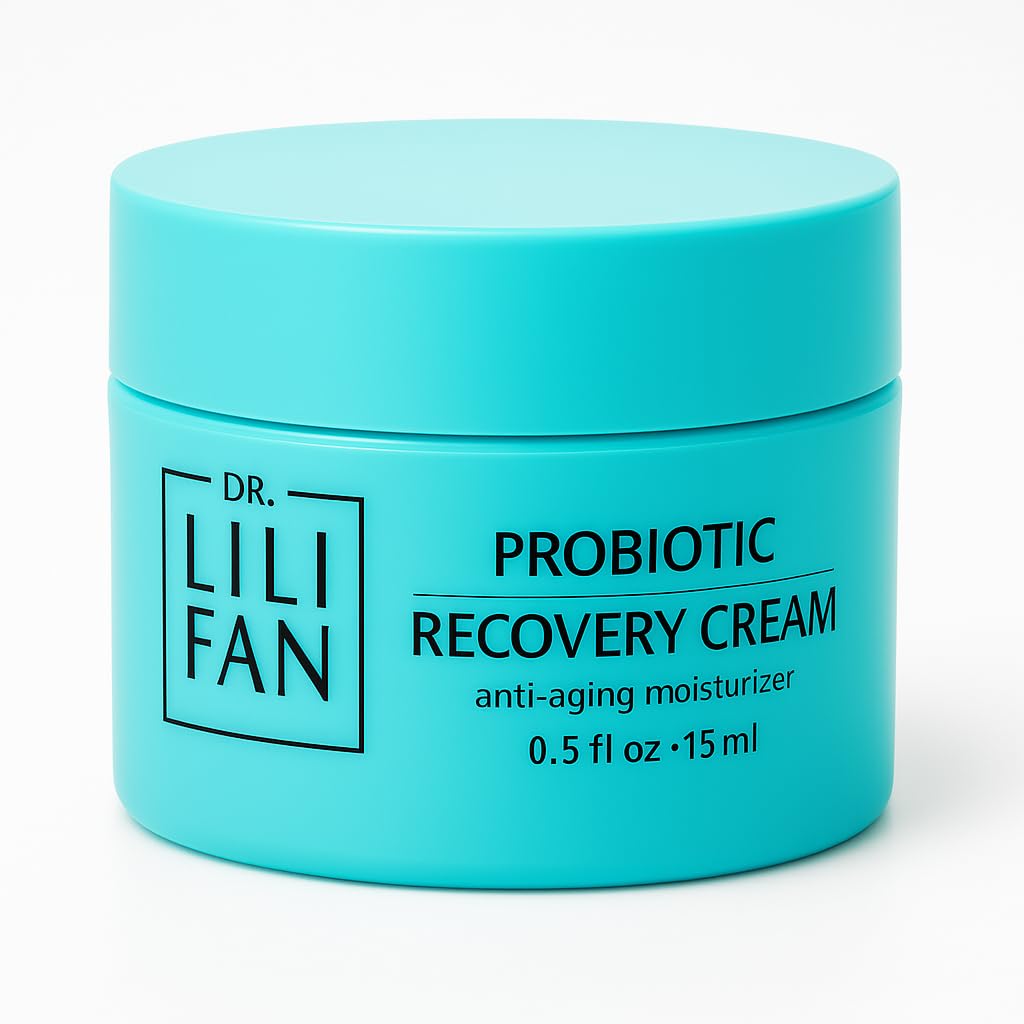 Dr Lili Fan Probiotic Recovery Cream bottle close-up showing deep hydration from vegan formula