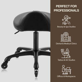 Premium braked casters on DR.LOMILOMI stool for smooth, quiet movement