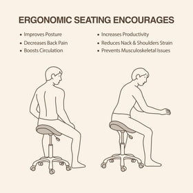 High-density foam and memory foam top on DR.LOMILOMI saddle stool