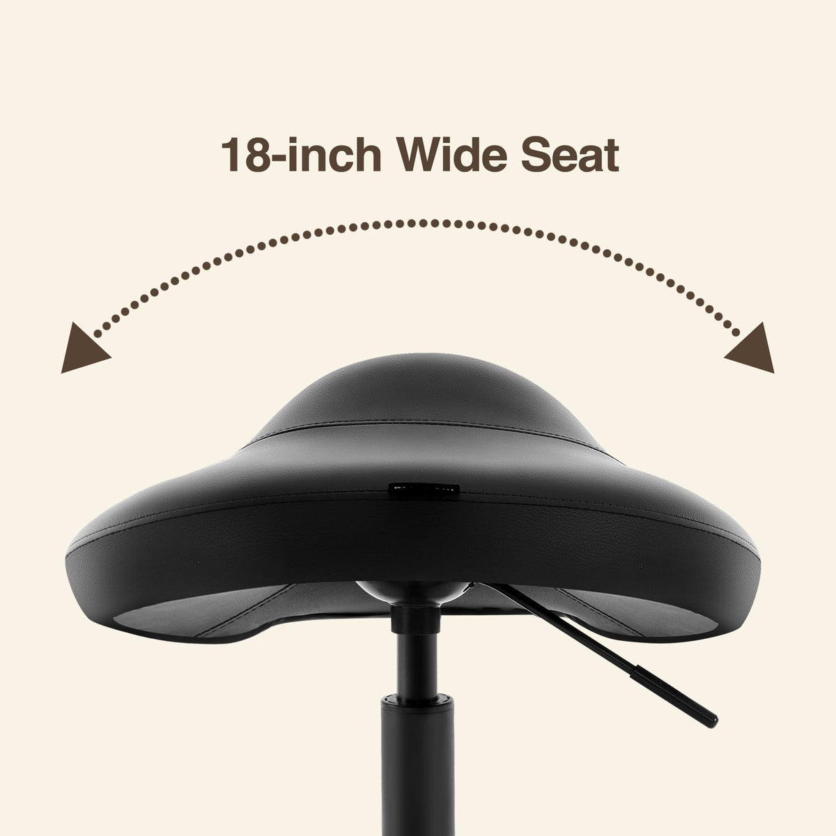 DR.LOMILOMI saddle stool with wide seat suitable for clinic, spa, or office use