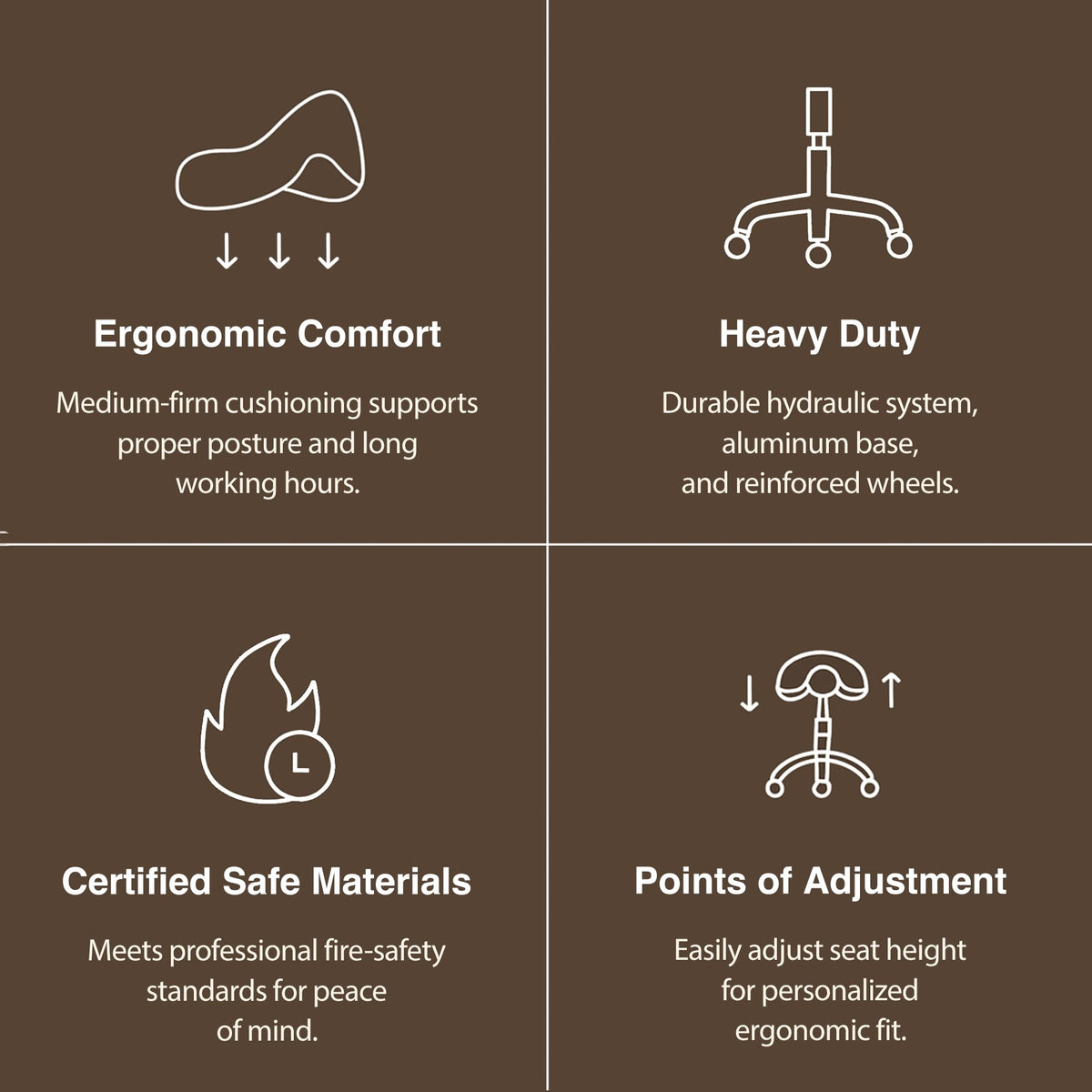 Seat width and depth of DR.LOMILOMI saddle stool for comfortable seating