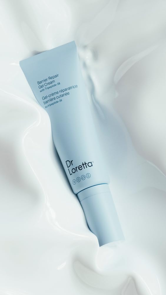 Texture close-up of Dr. Loretta Barrier Repair Gel Cream reveals lightweight feel.