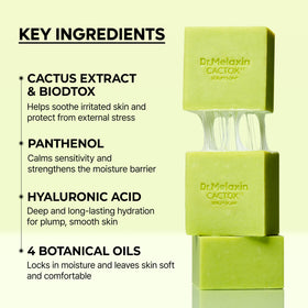 Dr. Melaxin Cactox pore-relief bar close-up removing surface impurities.