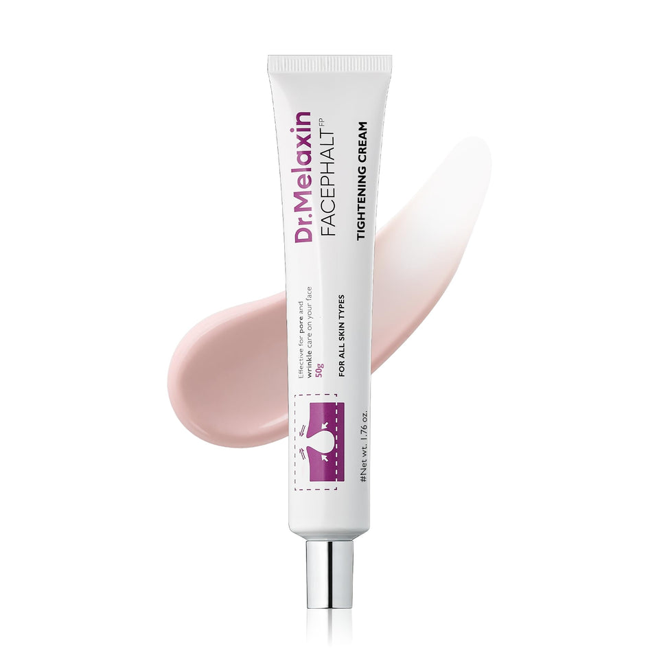 Dr. Melaxin Face Phalt Tightening Cream tube shows immediate firming feel after application