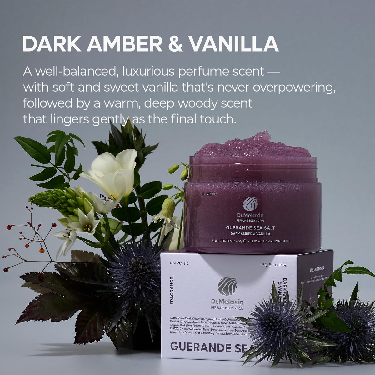 Dr.Melaxin Guerande Sea Salt Scrub with evening primrose extract for balanced skin.