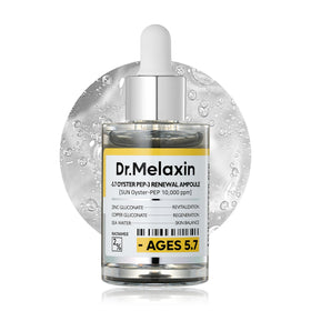 Dr.Melaxin Oyster Pep3 Renewal Ampoule bottle highlighting deep hydration and glow