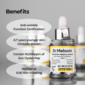Dr.Melaxin Oyster Pep3 Renewal Ampoule ingredients emphasis on oyster Pep3 and marine extracts