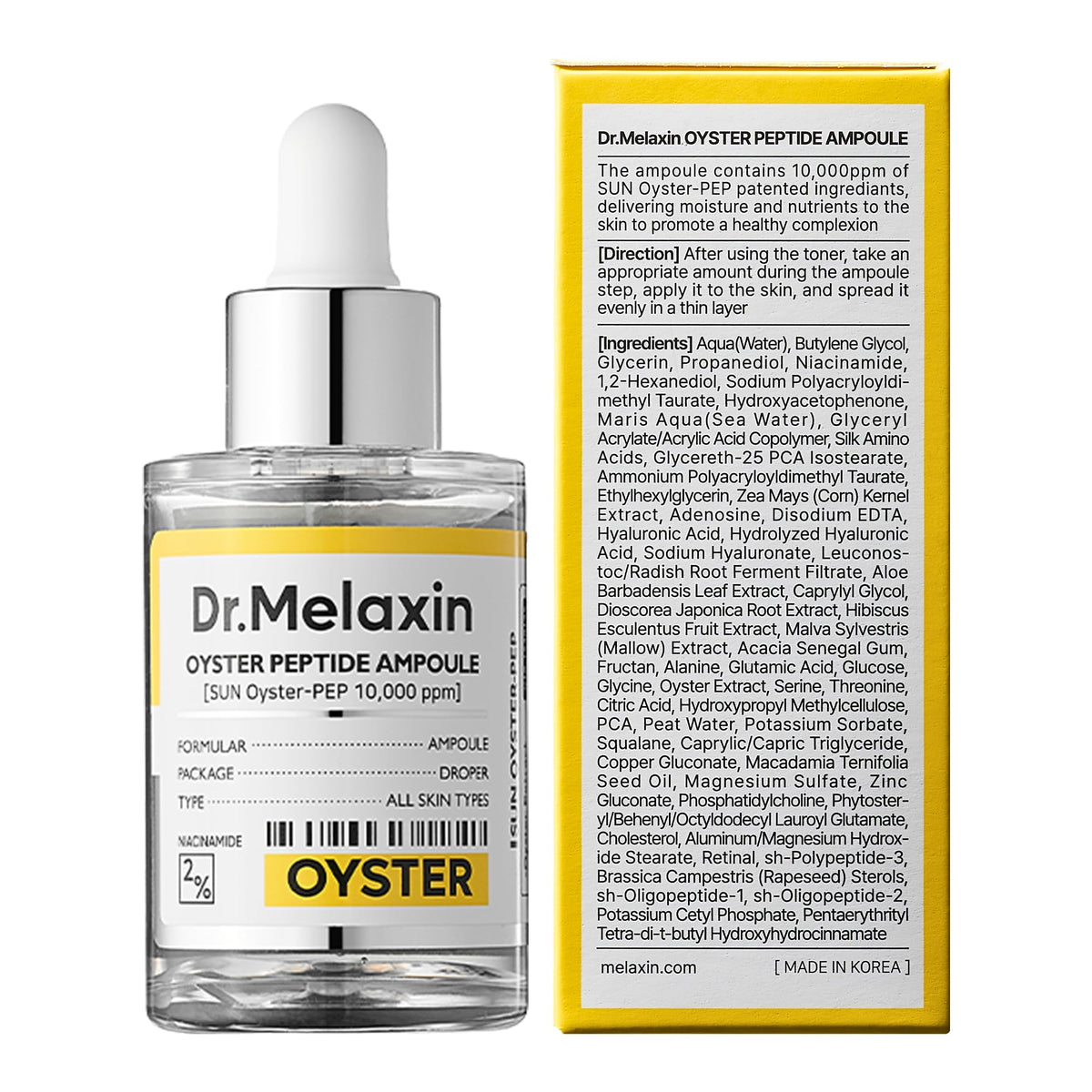 Dr.Melaxin Oyster Pep3 Renewal Ampoule on skin delivering hydration and a subtle glow