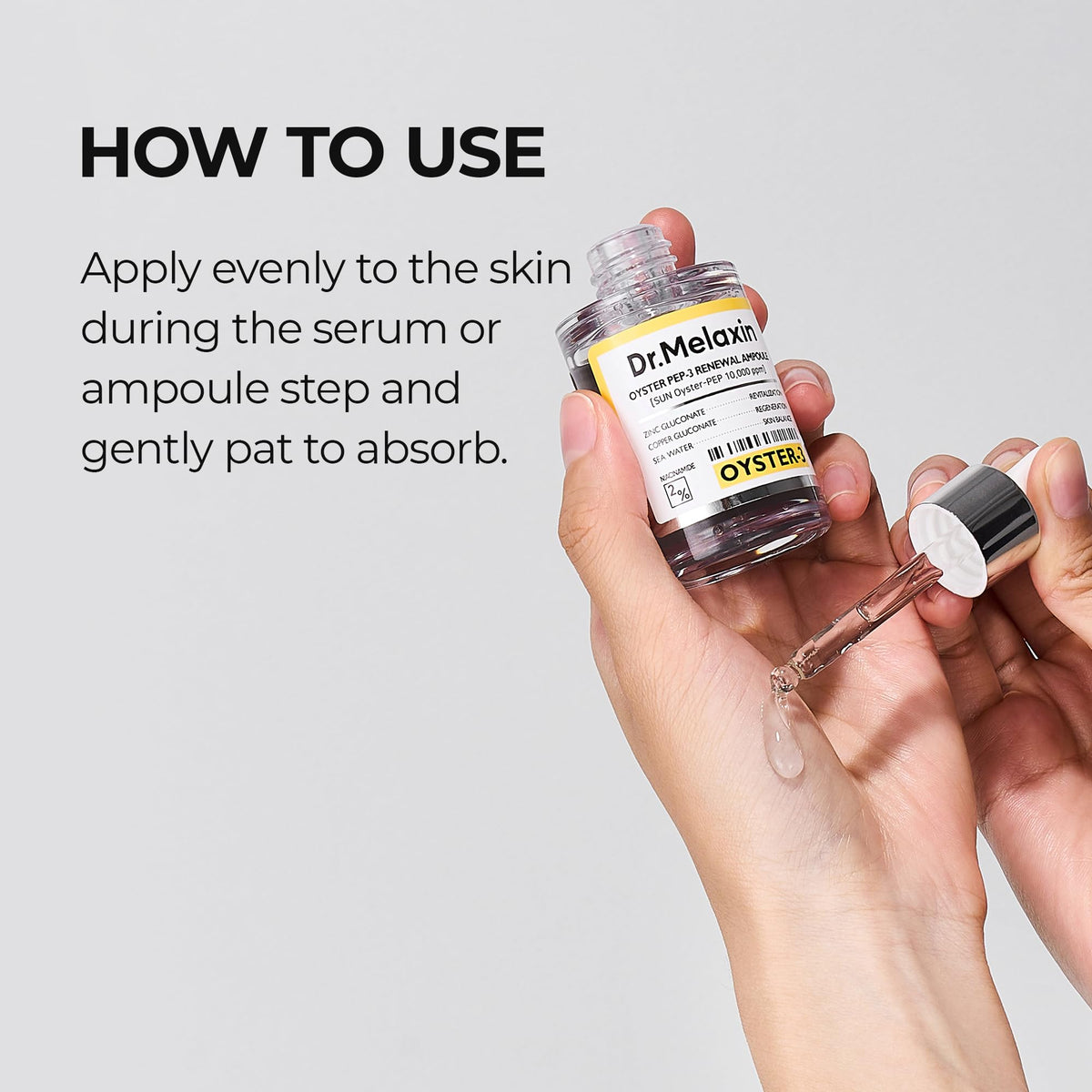 Dr.Melaxin Oyster Pep3 Renewal Ampoule usage steps for a daily routine