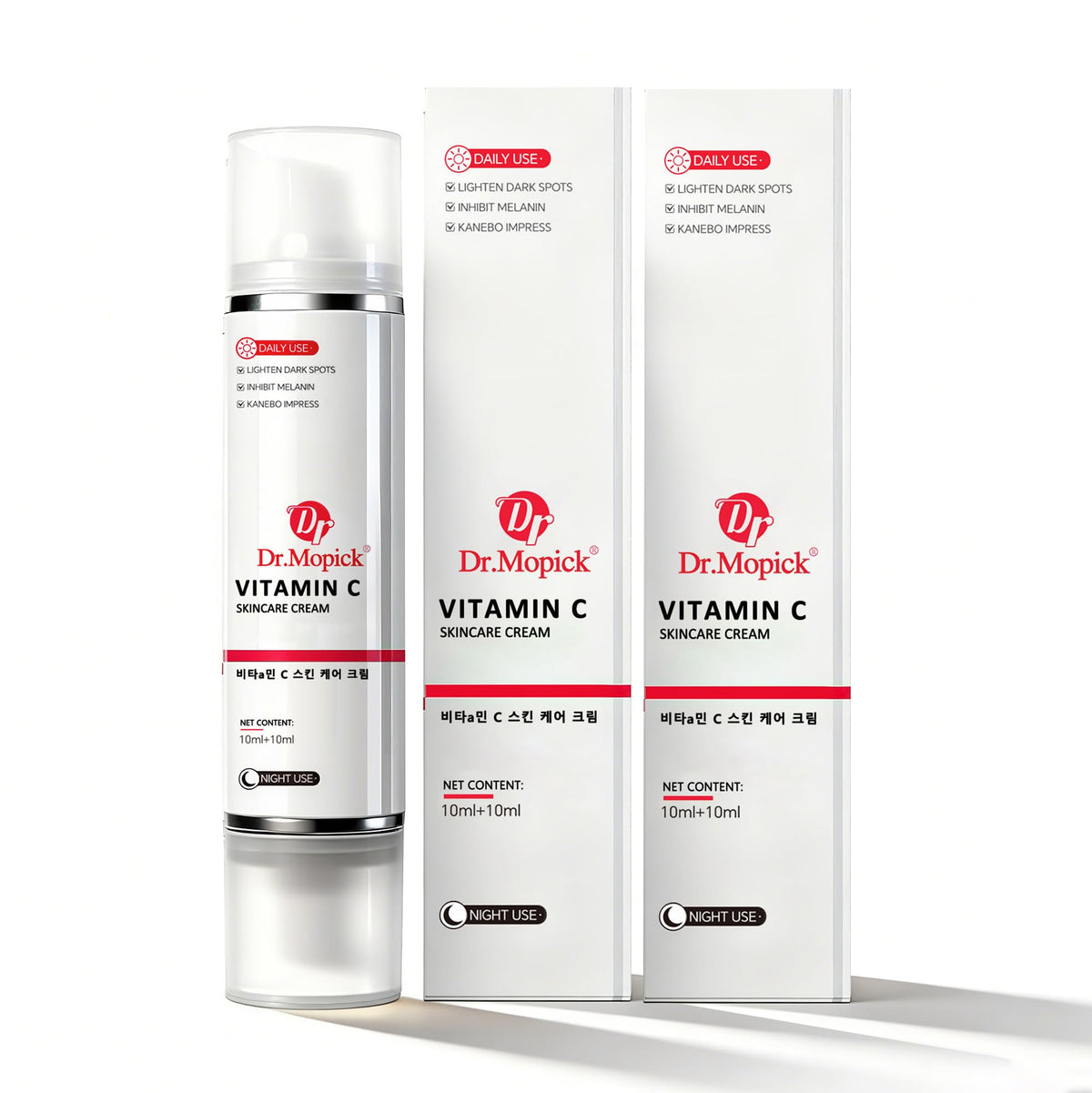DR.MOPICK Pore+Dark Spot Brightening Cream jar showing creamy texture for hydration.