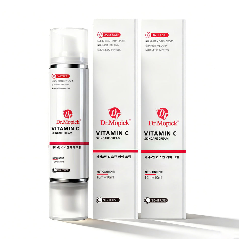 DR.MOPICK Pore+Dark Spot Brightening Cream jar showing creamy texture for hydration.