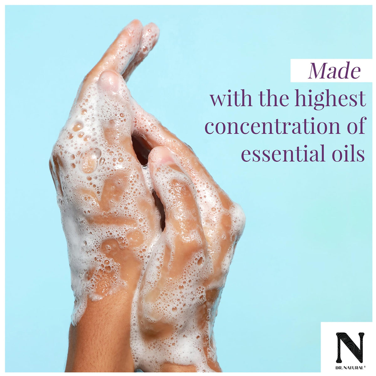 Dr. Natural Castile Liquid Soap hands lather with gentle hydration
