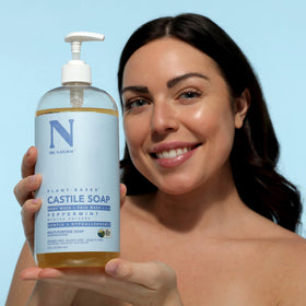 Dr. Natural Peppermint Castile soap doubles as a shampoo.