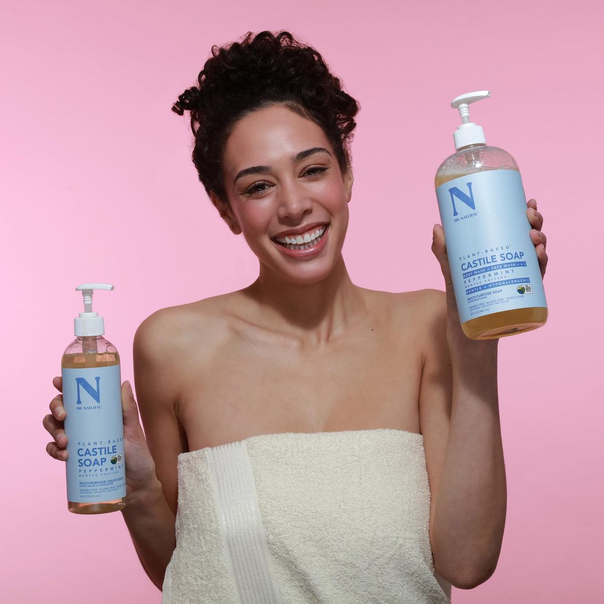 Peppermint scent rises as you use Dr. Natural Castile soap.