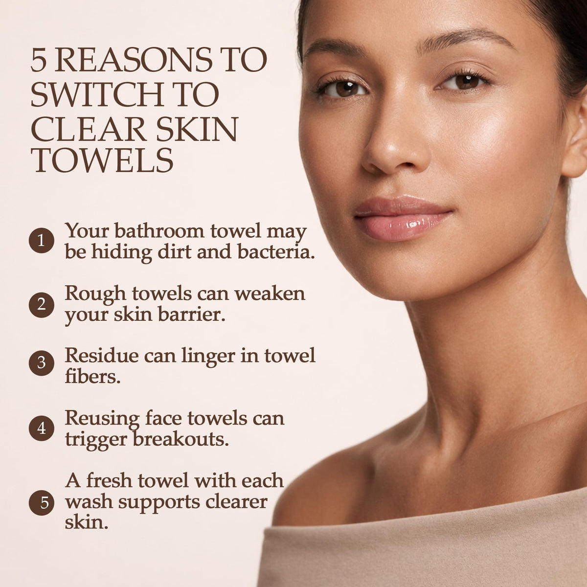 Soft bamboo fibers emphasize skin-friendly drying and barrier-friendly feel.