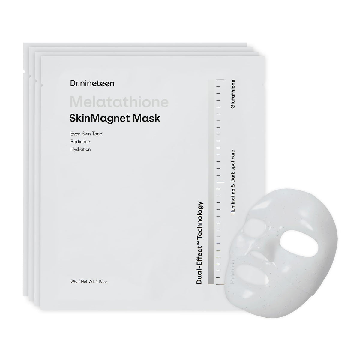 Dr.nineteen Melatathione Skin Magnet Hydrogel Mask close-up shows hydration-ready texture.
