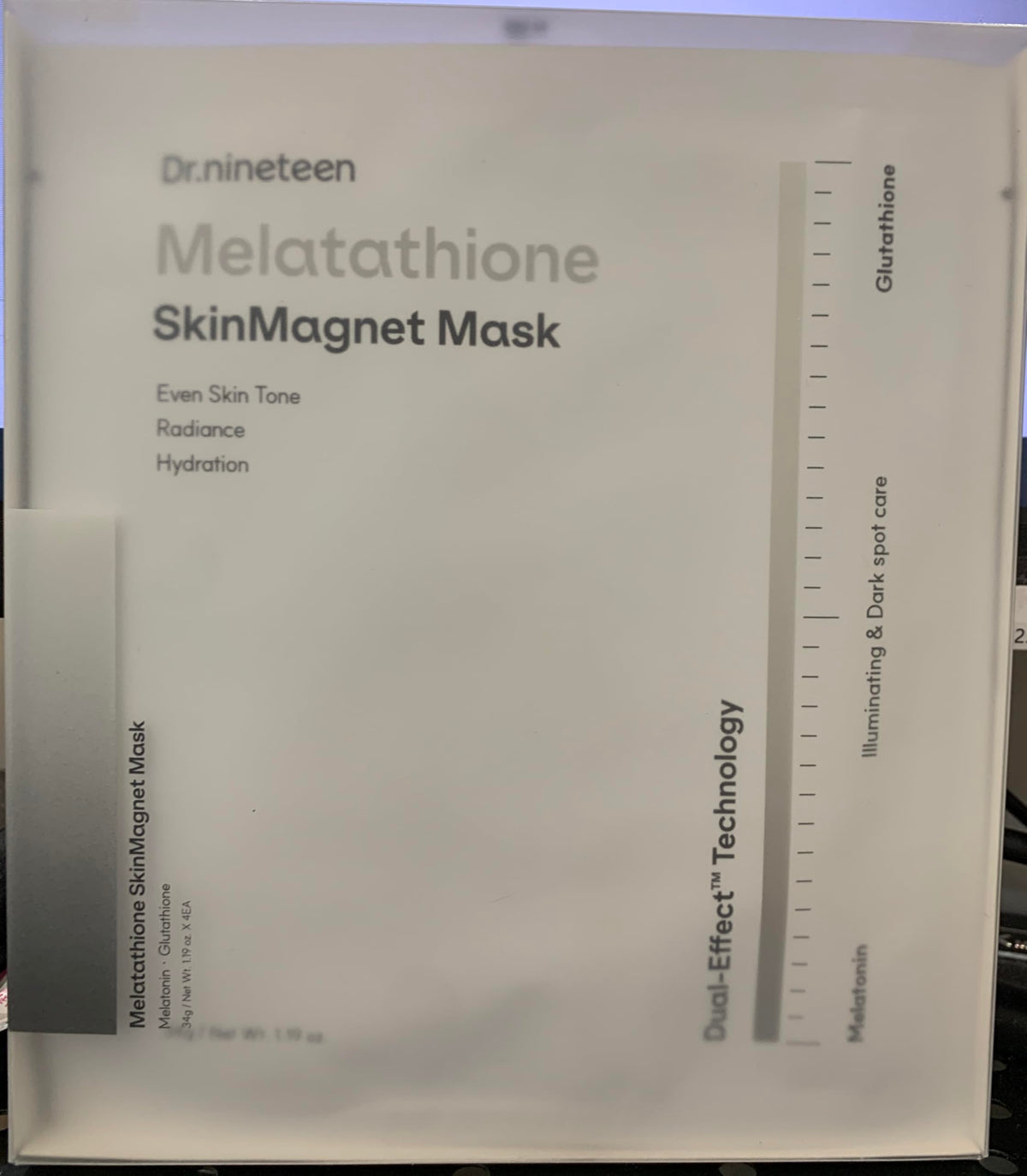Dr.nineteen Melatathione Skin Magnet Hydrogel Mask packaging implies premium daily care.