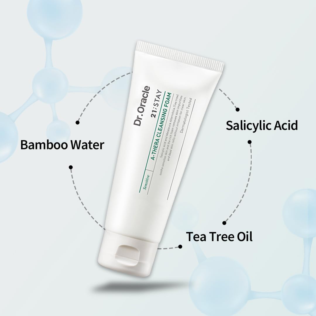 DR.ORACLE A-Thera Cleansing Foam sensitive formula highlights a non-irritating cleanse