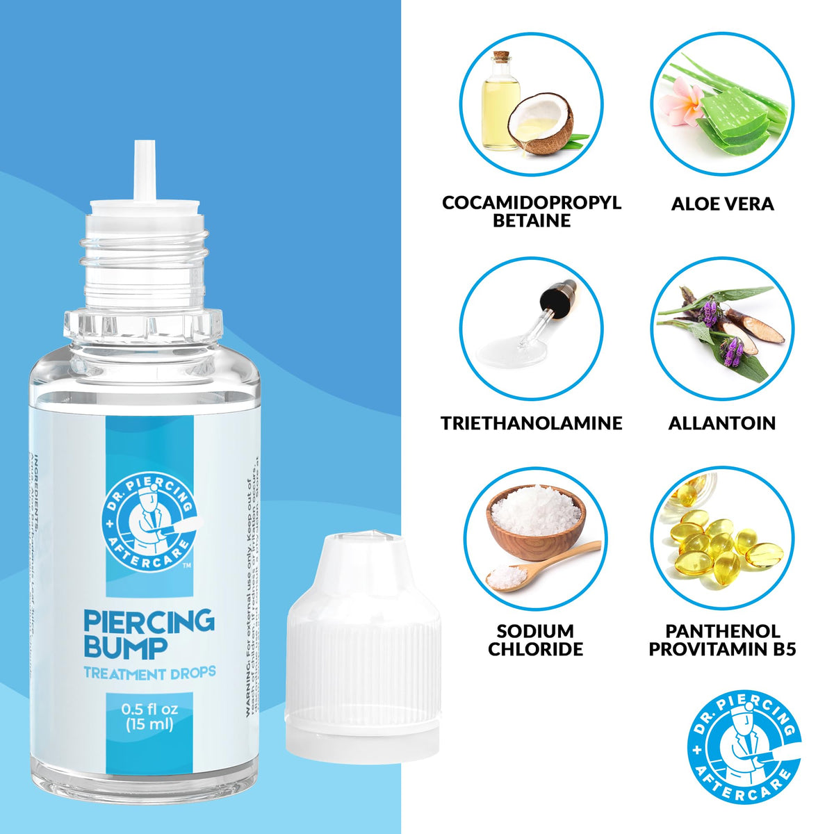 DR. PIERCING AFTERCARE fragrance-free cleanser is gentle for daily piercing care