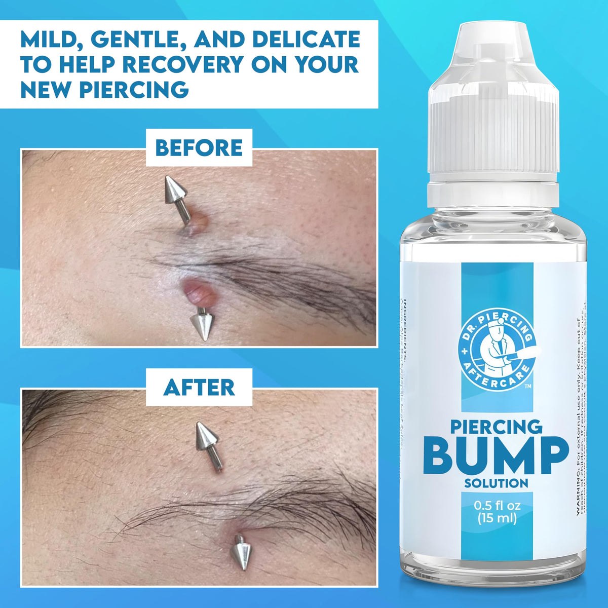 DR. PIERCING AFTERCARE precision dropper enables exact, mess-free application to bumps