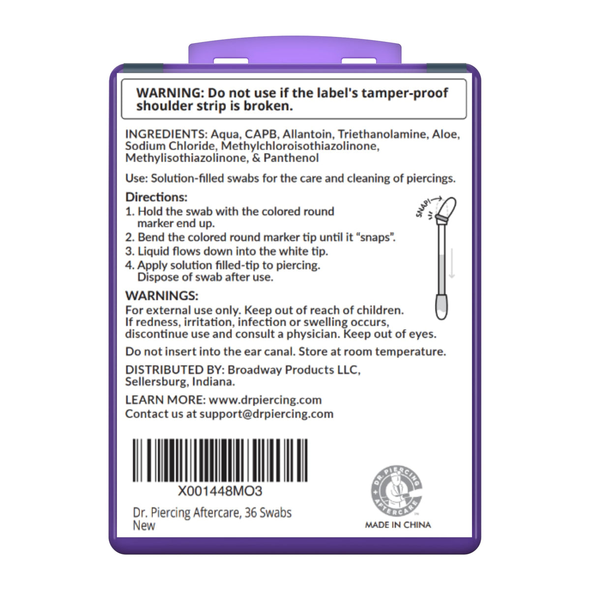 DR. PIERCING AFTERCARE for ear, nose, and body piercing care on the go.