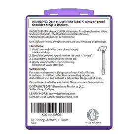 DR. PIERCING AFTERCARE for ear, nose, and body piercing care on the go.