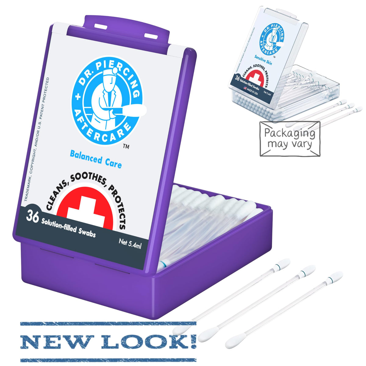 DR. PIERCING AFTERCARE travel case displaying compact piercing care solution.