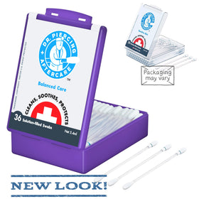 DR. PIERCING AFTERCARE travel case displaying compact piercing care solution.