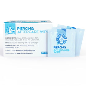 DR. PIERCING AFTERCARE wipes demonstrate hydrating formula for skin
