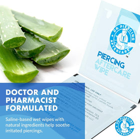 Close-up of individual wipe wrapper highlighting portable aftercare