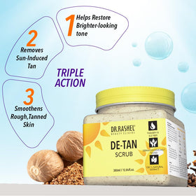 DR.RASHEL De-Tan Scrub packaging box highlighting product details