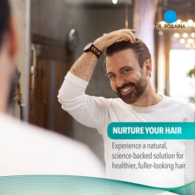 Dr. Robaina Intensive Hair Growth Gummies bottle back—highlights ingredients for healthier hair appearance