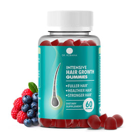 Dr. Robaina Intensive Hair Growth Gummies bottle front—promises fuller-looking hair