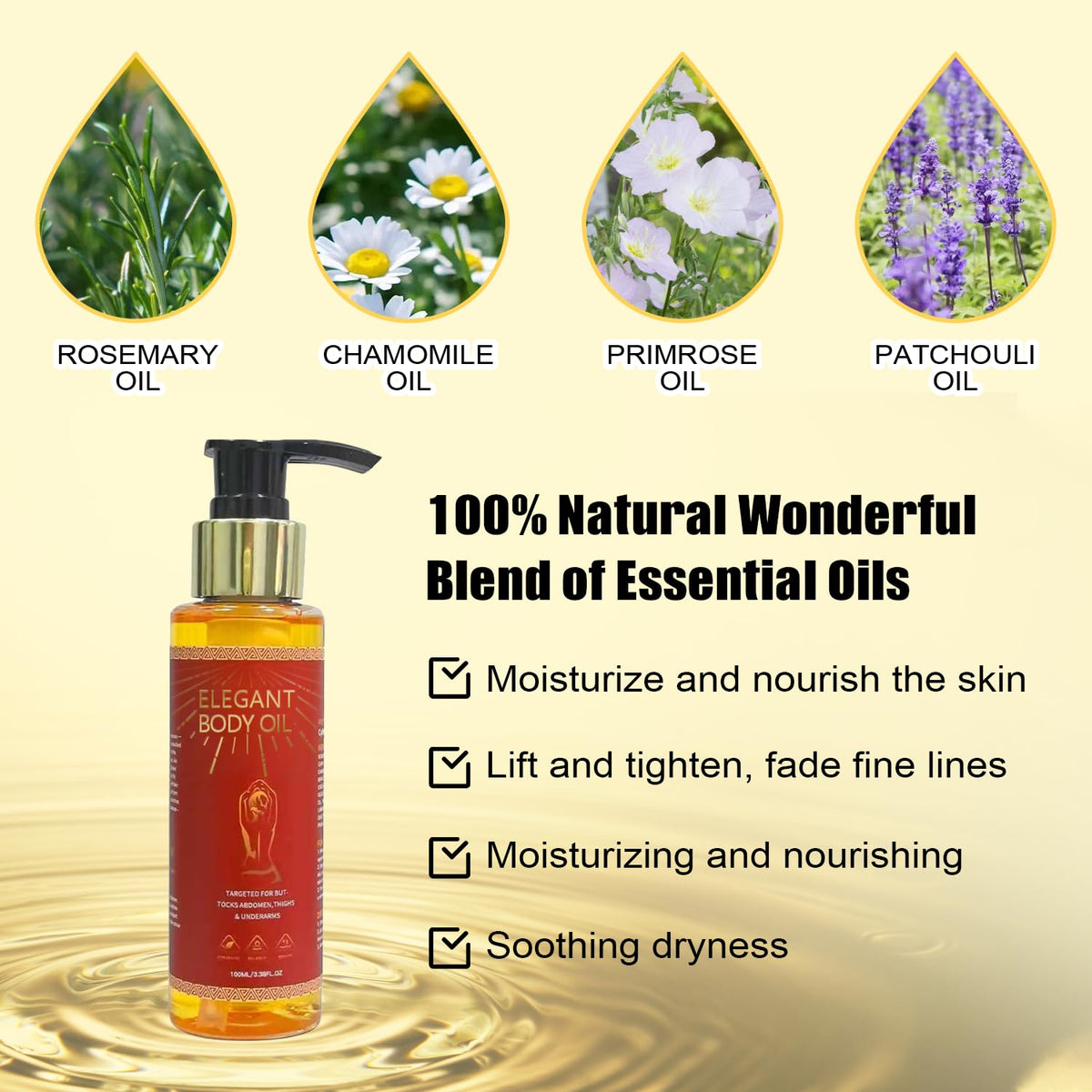 Dr.RZdfa firming oil pour shot showing rapid absorption and non-greasy finish.