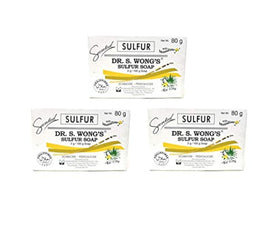 Dr. S. Wong Sulfur Soap 3-pack packaging for daily cleansing