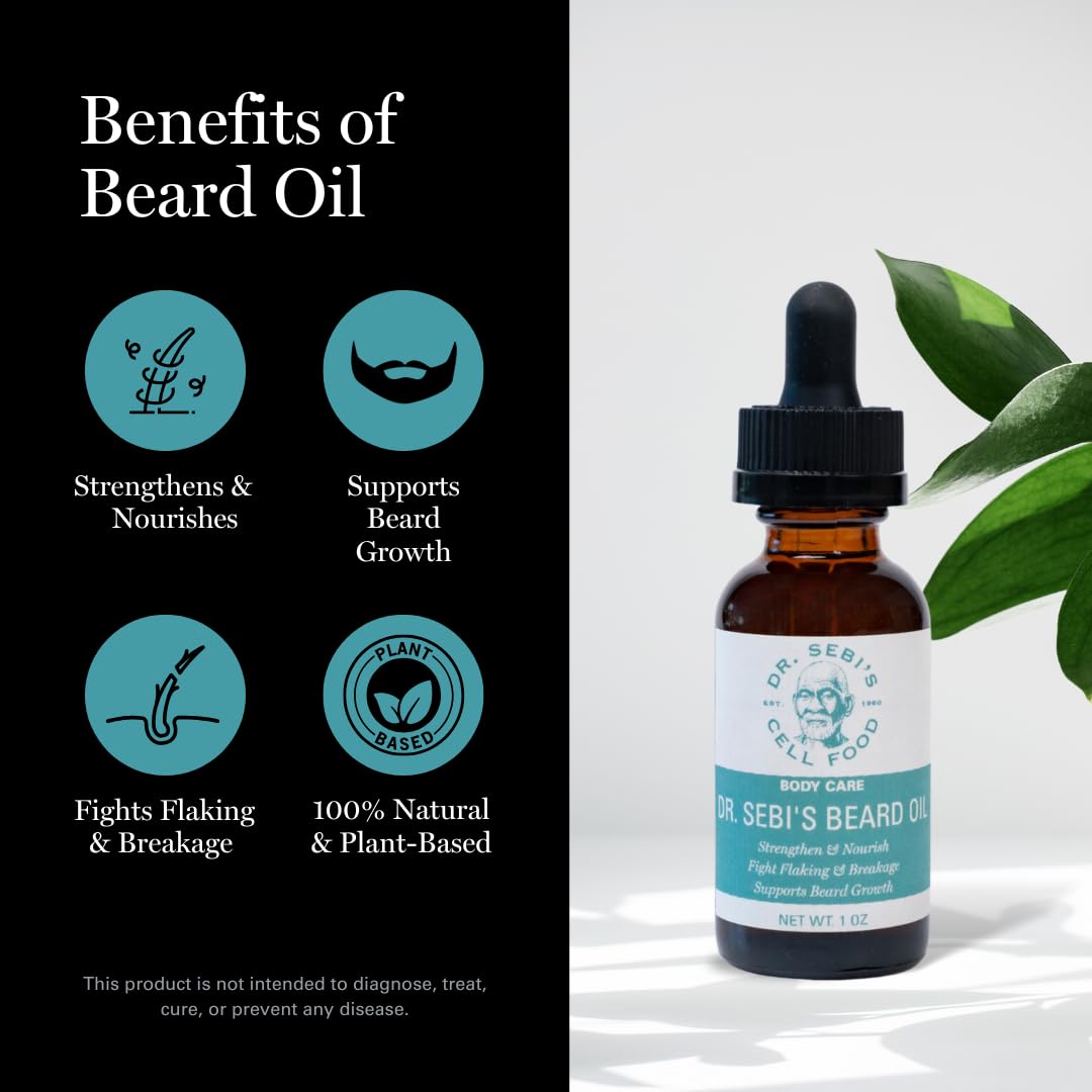 Dr. Sebi's Beard Oil close-up highlights reduced breakage potential