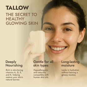 Beef tallow ingredients graphic for Dr. Seymour's soap, skin nourishment