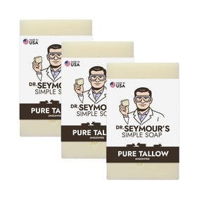 Dr. Seymour's Pure Tallow Soap Bar 3-Pack on shelf, creamy lather for daily cleansing