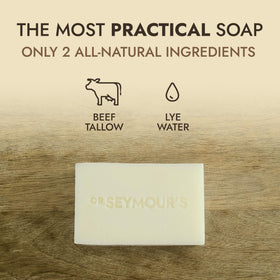Close-up of Dr. Seymour's Pure Tallow Soap Bar lather, gentle cleansing