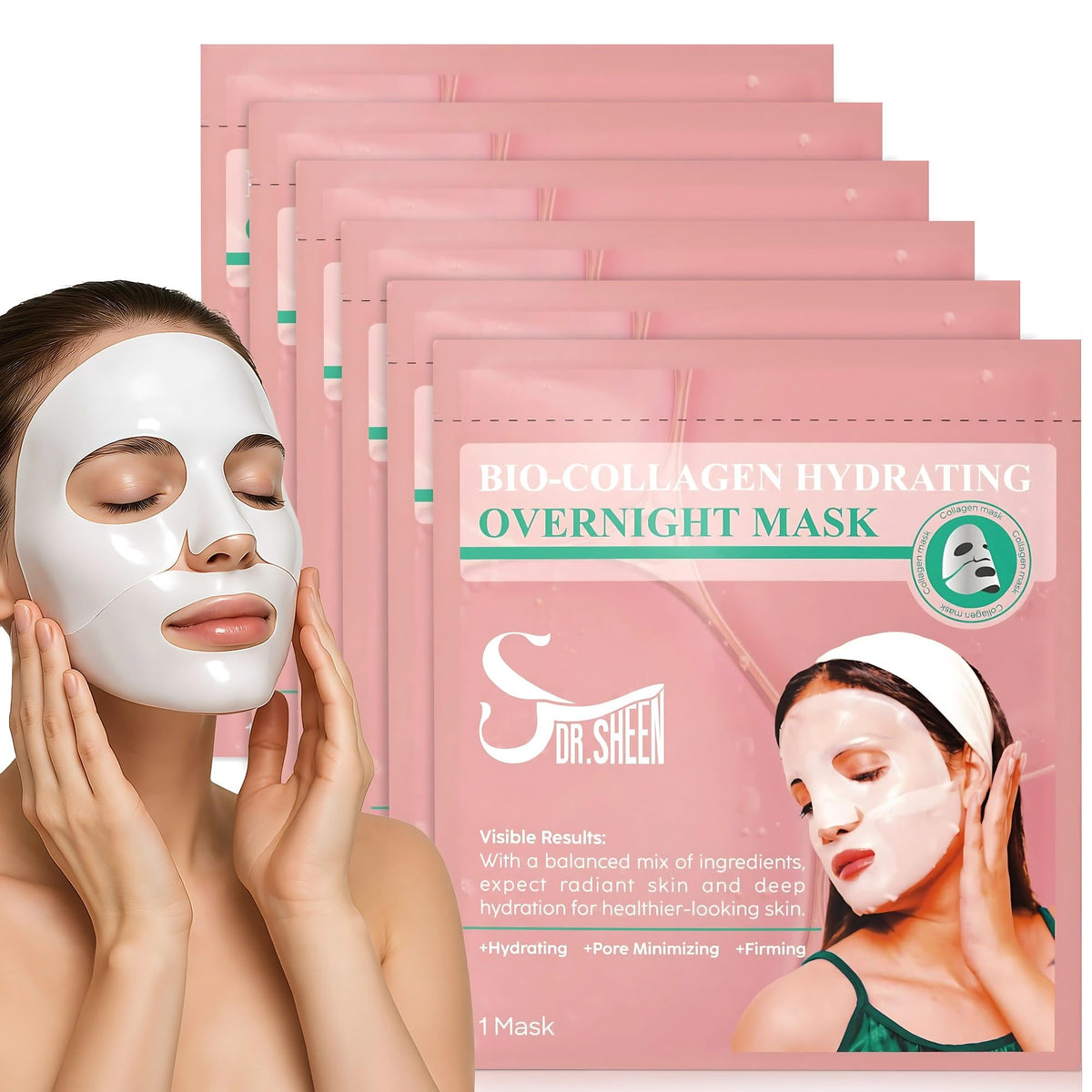 Dr. Sheen Bio Collagen overnight mask in action for hydration
