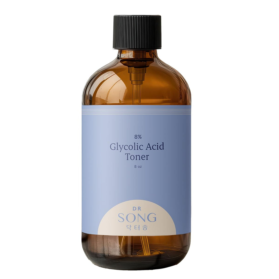Dr Song Glycolic 8% Toner bottle pour for gentle exfoliation and smoother skin